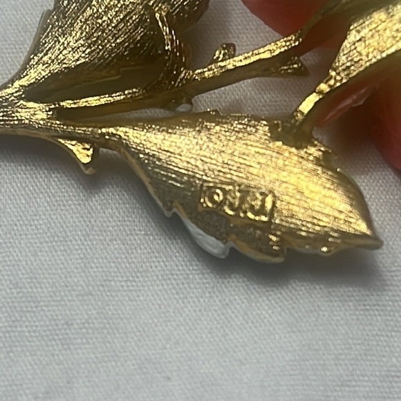 Vintage JJ Rose brooch pin ladybug pink - Picture 9 of 10